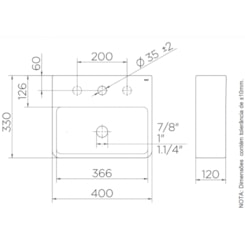 Lavatório Suspenso Retangular Luxo Branco Docol 40x33x12cm