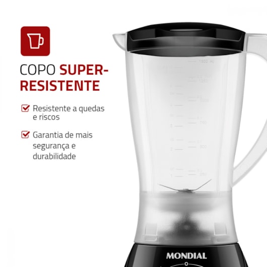 Liquidificador Easy Power L550B Preto Mondial 127V 500W - Imagem principal - 72250537-995d-4388-a18f-f563cb765b9f