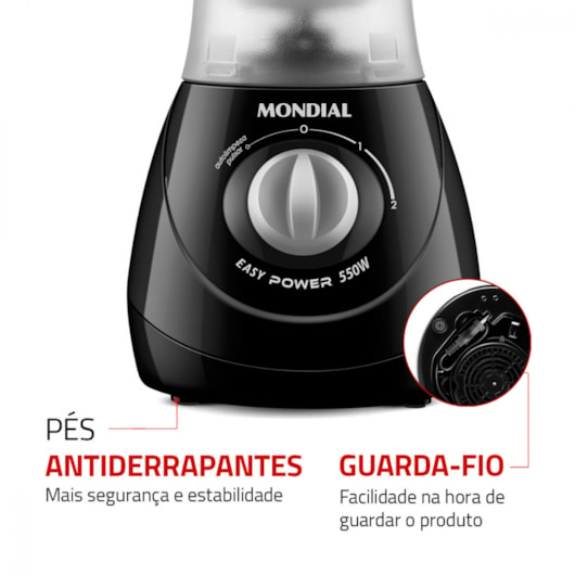 Liquidificador Easy Power L550B Preto Mondial 127V 500W - Imagem principal - c9503b8e-15d3-4397-9a6c-9839756a34ff