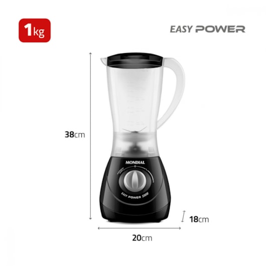 Liquidificador Easy Power L550B Preto Mondial 127V 500W - Imagem principal - 99447af2-8f38-4e93-8d51-5f91db8a9b32