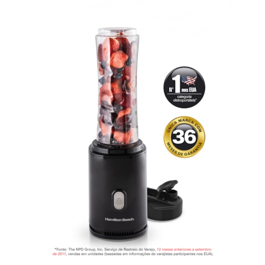 Liquidificador Individual Com 2 Copos 127V Preto Hamilton Beach - Imagem principal - 499c9bc7-6309-4df1-9606-a542ad27f2e9