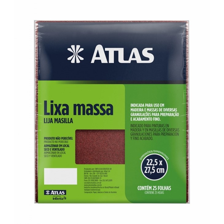 Lixa Massa Madeira Atlas 80 (Unidade)