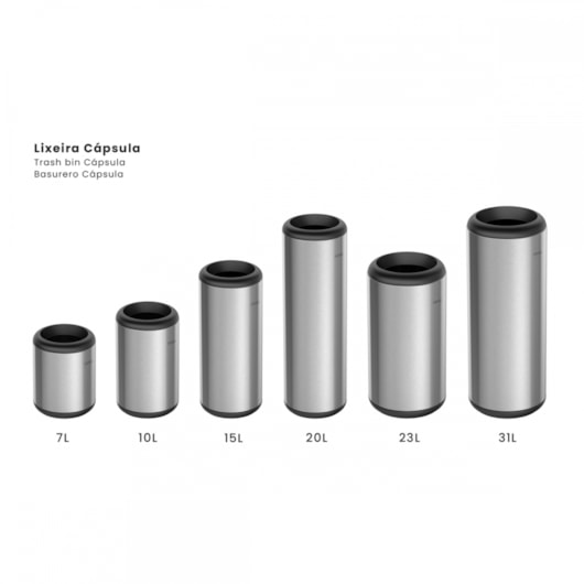 Lixeira Capsula Em Inox S/Tampa Tramontina 15L - Imagem principal - 638b06cd-d2a2-4f90-9b74-46945fbbf36d
