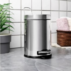 Lixeira Com Pedal e Balde Inox 3 Litros Brinox