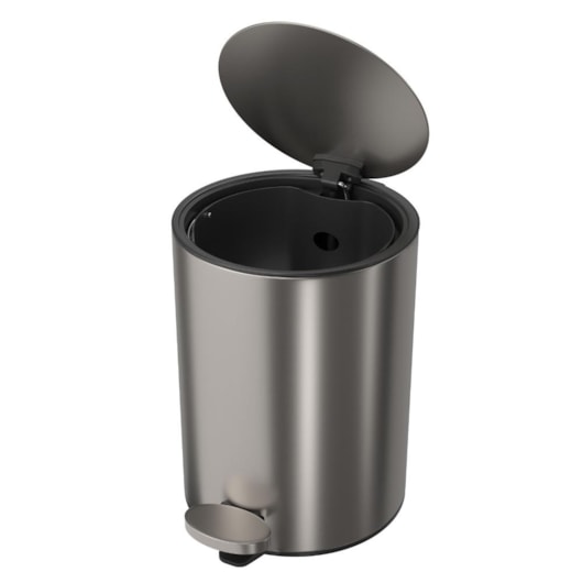 Lixeira Com Pedal Redonda Inox Deca 5l - Imagem principal - 2fefcb81-7d0c-4f24-aefc-ec54e0f49bc5
