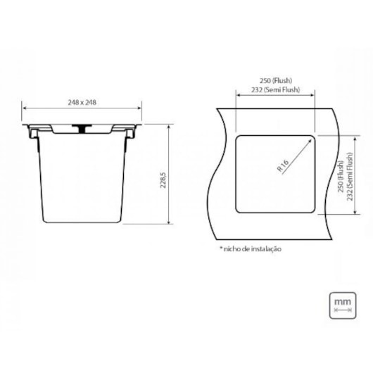 Lixeira De Embutir Em Inox Clean Square 5l Com Balde Plástico Tramontina - Imagem principal - 1fb52691-e0bc-4709-8ecb-32b82ffa440a