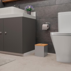 Lixeira Em Aço Inox Com Tampa De Bambu Luz Acetinado Tramontina 4,5L