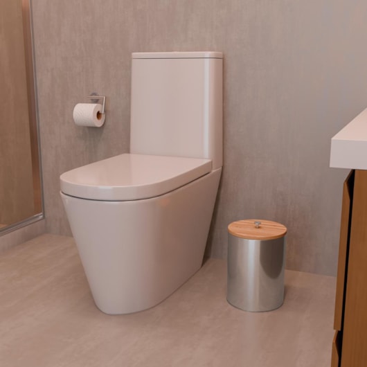 Lixeira Em Aço Inox Com Tampa De Bambu Útil  Acetinado Tramontina 5L - Imagem principal - ccffc20a-3f84-413a-b122-2743bb641524