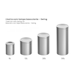 Lixeira Inox Swing com Acabamento Scotch Brite e Tampa Basculante 5L Tramontina