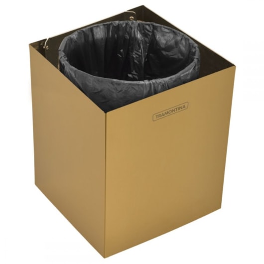 Lixeira Luz 4,5l Revestimento Gold Com Tampa Tramontina - Imagem principal - 65bf540a-c831-47db-8d7b-395eb4013e5e
