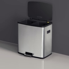 Lixeira Octos em Aço Inox com 02 Baldes Removíveis e Pedal Tramontina 15L