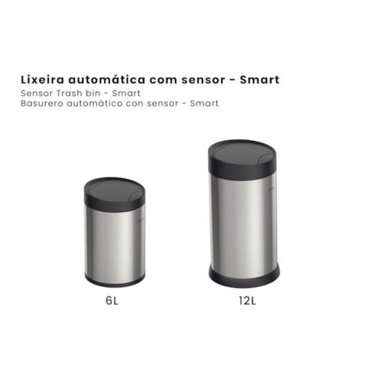 Lixeira Smart Automática com Sensor em Aço Inox com Acabamento Scotch Brite 12 L Tramontina - Imagem principal - cbcd8bd6-5e97-4a87-94de-8060a03c7134