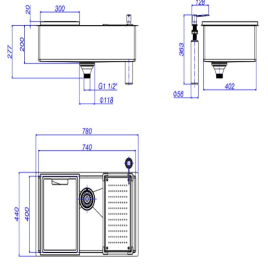 Loes Cuba De Cozinha Retangular Inox Com Acessórios Deca 75X40cm - Imagem principal - 87fbdd0d-7f6f-40b2-9880-48d754808de7