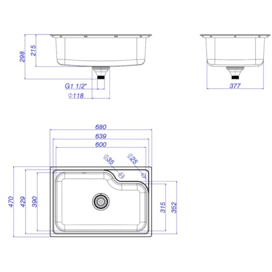 Loes Cuba De Cozinha Retangular Inox Com Deck Facile Deca 60x40cm - Imagem principal - f926e157-dbcd-461d-a98d-6ccbac83aac4