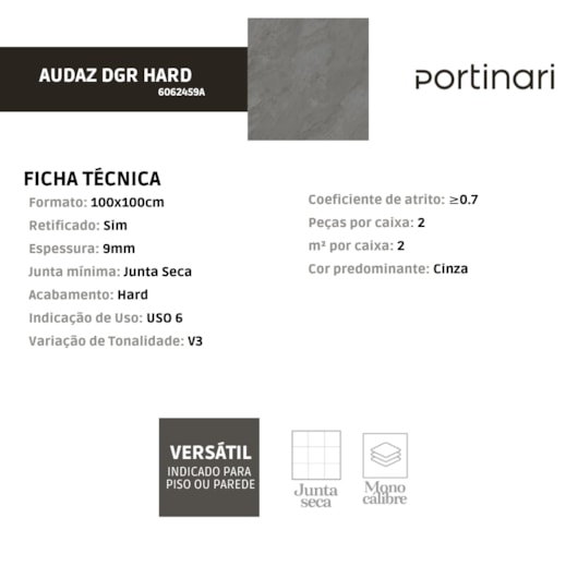 Loes Porcelanato Portinari Audaz Dgr Hard 100x100cm Retificado - Imagem principal - 4e066b66-f5a5-4ac9-a495-3f0dc8eb2ed2
