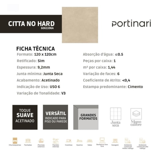 Loes Porcelanato Portinari Citta No Externo 120x120cm Retificado - Imagem principal - dd07eae3-80a5-4281-8445-648cbd503721