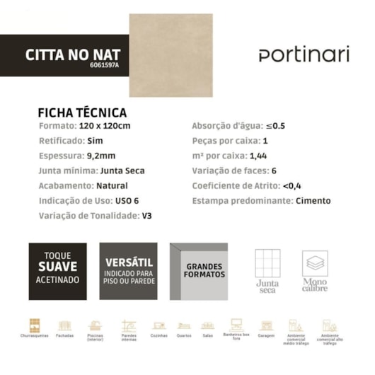 Loes Porcelanato Portinari Citta No Natural 120x120cm Retificado - Imagem principal - 2c1a542a-58dc-457b-98f7-870fec8beab5