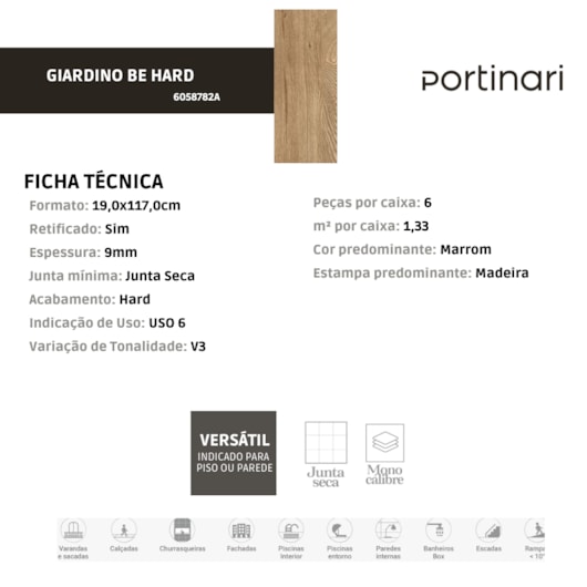 Loes Porcelanato Portinari Giardino Be Externo 19,0x117,0cm Retificado - Imagem principal - 5124d444-c955-4928-824a-9d97a9f708b6