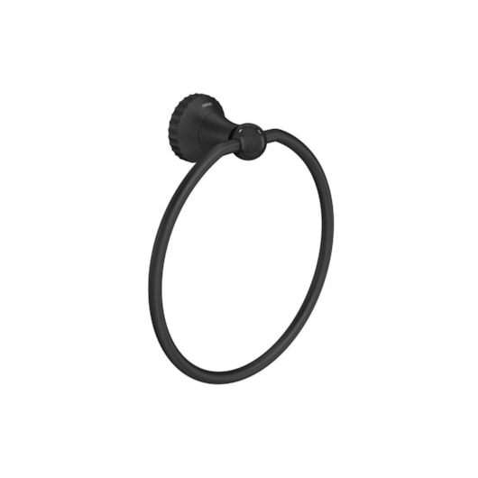 Loes Porta Toalha Argolado Perola Black Matte Deca | ABC da Construção