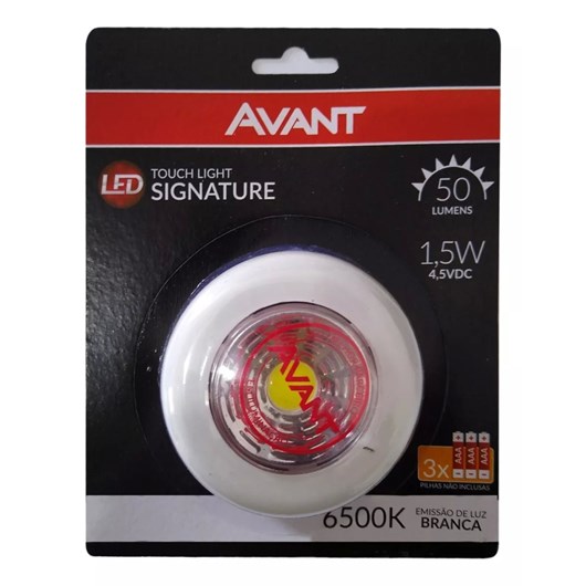 Luminária Led Touchlight Signature 1,5W Redonda Luz Branca 6500k 3 Pilhas AAA Avant - Imagem principal - 5366baac-3c25-41d7-947f-6aa82714b62c