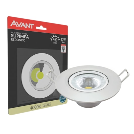 Luminária Redonda Spot Authentic De Embutir Com Emissão de Luz Neutra 4000K Bivolt Avant 12W - Imagem principal - e7d3cf4c-886b-463e-8902-75b9902f3aed