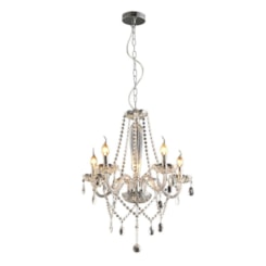 Lustre Baronesa Vidro Transparente Canopla Cromado Avant 5 Lâmpadas E14 Lustre Baronesa Vidro Transparente Canopla Cromado Avant 5 Lâmpadas E14