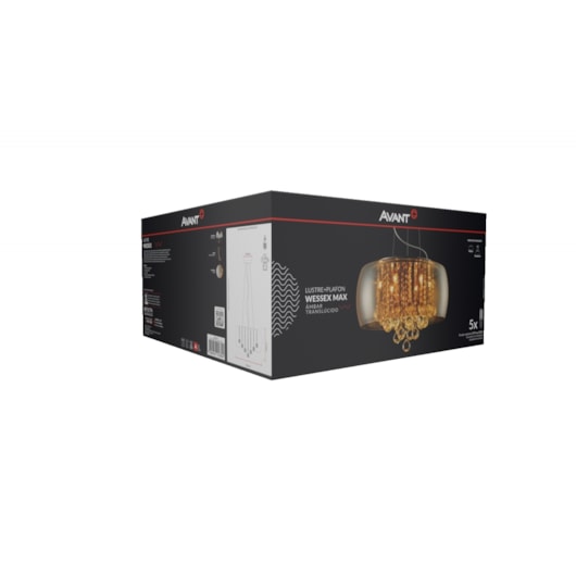 Lustre Wessex Vidro Ambar 50CM Translucido 5Xg9 Canopla Cromo Avant - Imagem principal - cc93a39e-065b-4812-98cd-4274a5ab43e7