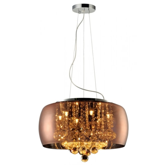 Lustre Wessex Vidro Cobre Rose 50cm Espelhado 5Xg9 Canopla Cromo Avant - Imagem principal - 880bcc31-4b78-4feb-9903-811d02bfe496