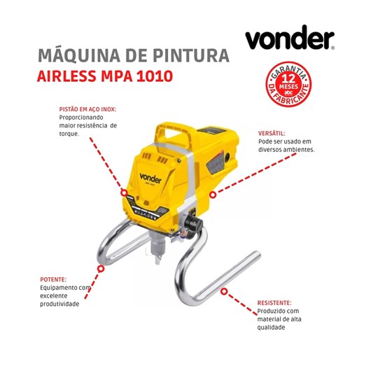 Maquina De Pintura Airless MPA 1010 220V Vonder                                                       - Imagem principal - ddc43f80-b67b-4af4-b0bc-ff75a4e46991