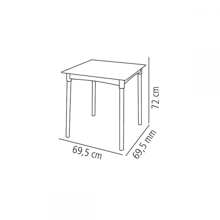 Mesa Diana 69,5x69,5 Com Pés De Madeira Branca Tramontina