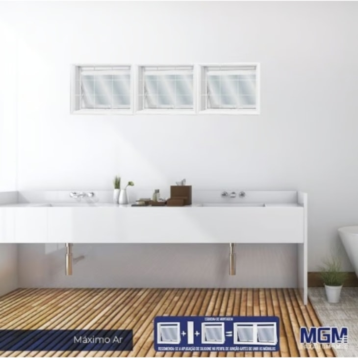 MGM MAXIMO AR MINAS SUL GRADE QUADRICULADA VIDRO MINI BOREAL 60X80X12CM AÇO BRANCO