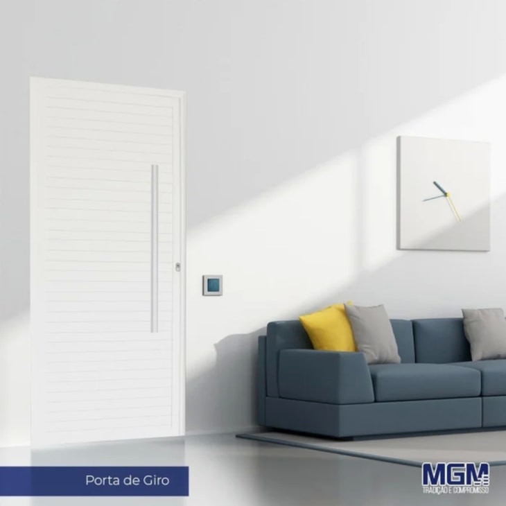 MGM PORTA DE GIRO PIVOTANTE DIREITA LINHA PROJECT 220X110CM ALUMÍNIO BRANCO