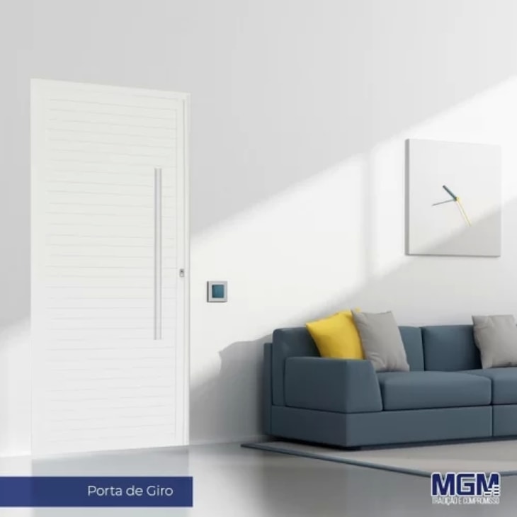 MGM PORTA DE GIRO PIVOTANTE DIREITA LINHA PROJECT 220X120CM ALUMÍNIO BRANCO