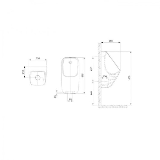 Mictório Com Entrada Superior Rimless Proton Square Stone Roca - Imagem principal - f1335e5c-51b8-413b-82cf-ef1066c314e9