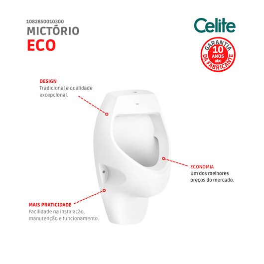 Mictório Pro Eco Branco Celite - Imagem principal - f572f41b-5b14-44a6-9b72-e44516191aa8