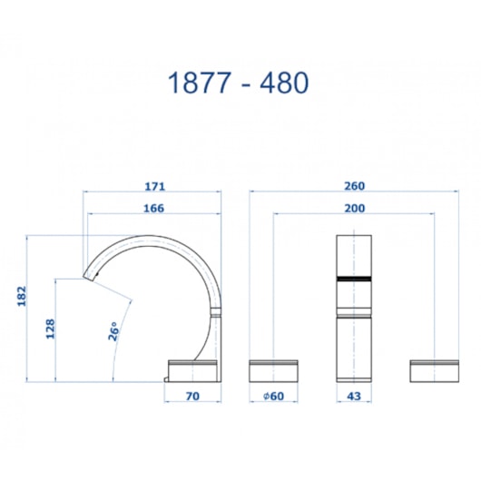 Misturador de Mesa para Lavatório Bica Alta Elo 1877 RV480 Rosso Vecchio DN 15 1/2