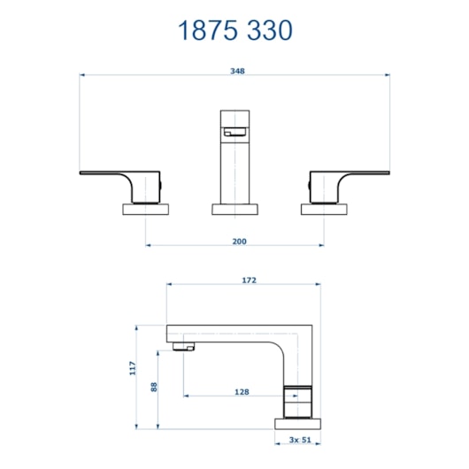 Misturador de Mesa para Lavatório Bica Baixa Retta 1875 BK330 Preto Fosco DN 15 1/2