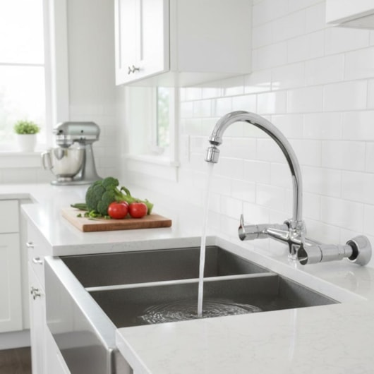 Misturador de Parede p/Cozinha Bica Móvel Easy Cromado Romar - Imagem principal - 98967a69-87d9-4189-8560-4a9b80972bd6