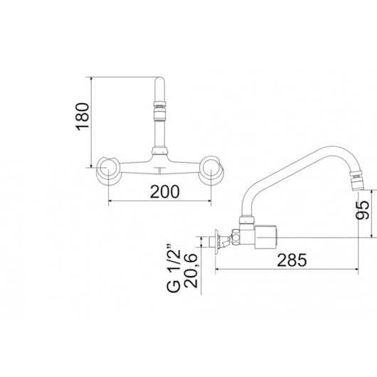 Misturador De Parede Para Cozinha 3003 C 40 Bica Alta 1/4v Meber - Imagem principal - 5041cbb7-b2c3-40f3-910f-3533dcd9109d