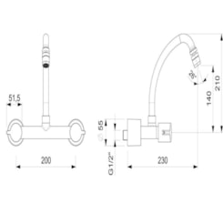 Misturador De Parede Para Cozinha Bica Média Fit Cromado Celite