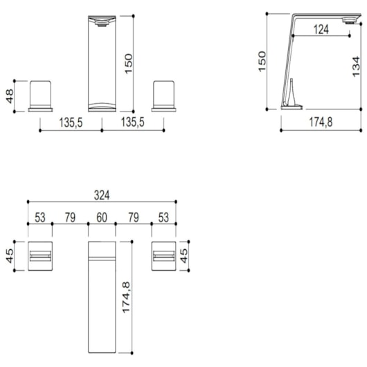 Misturador Duplo Comando Para Lavatório De Mesa Rb2055 Cromado Rubinettos - Imagem principal - b7826e88-2649-4646-b814-784e2248c867