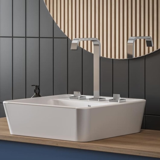 Misturador Lavatório De Mesa Com 3 Furos Bica Alta Com Válvula Virtus Cromado Roca - Imagem principal - dd6731f4-40cf-48cf-9f22-ac6a72280871