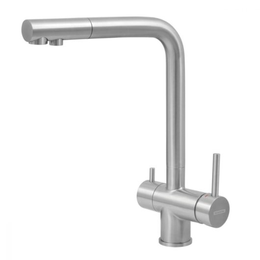 Misturador Monocomando De Mesa Bica Alta Monde Filter Plus Inox com Saída Água Fitlrada + Filtro 3M Tramontina - Imagem principal - 4a738a96-1286-47cf-9343-470768528080
