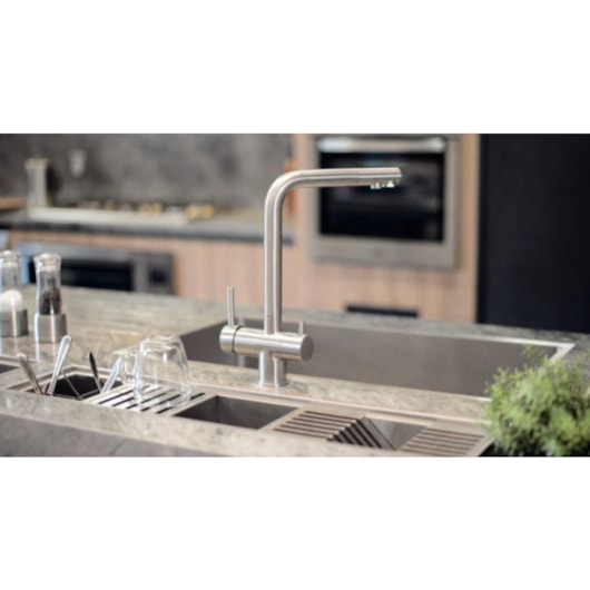 Misturador Monocomando De Mesa Bica Alta Monde Filter Plus Inox com Saída Água Fitlrada + Filtro 3M Tramontina - Imagem principal - 8ac5a551-1e6e-484b-b541-e743670d8e9c