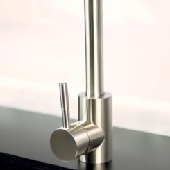 Misturador Monocomando De Mesa Para Cozinha Bica Alta 181 Inox Escovado Debacco