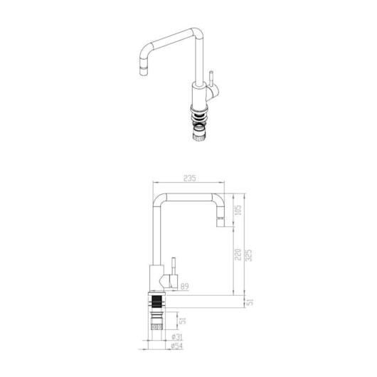 Misturador Monocomando De Mesa Para Cozinha Bica Alta 181 Inox Escovado Debacco - Imagem principal - a022f699-3d50-424f-a73c-935d9693a9ce