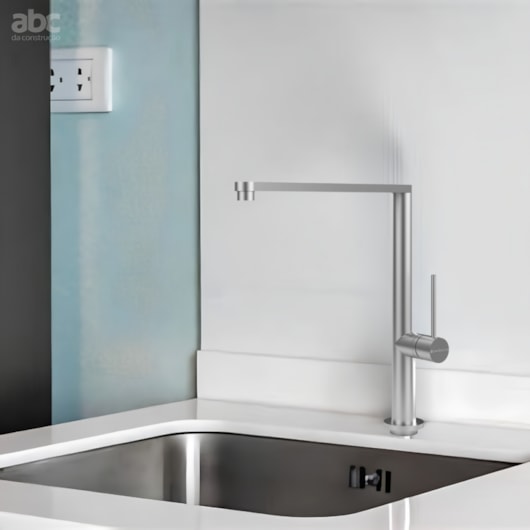 Misturador Monocomando De Mesa Para Cozinha Bica Alta 200 Inox Escovado Debacco - Imagem principal - ee0c9a7e-e856-4723-98b1-c1b0a7e95e31