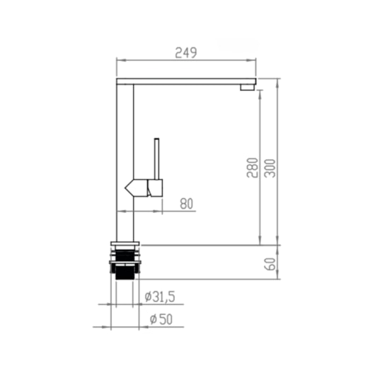 Misturador Monocomando De Mesa Para Cozinha Bica Alta 200 Inox Escovado Debacco - Imagem principal - 7be86ba7-8492-4c85-9f10-c0f784776cb9