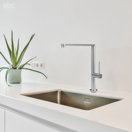 Misturador Monocomando De Mesa Para Cozinha Bica Alta 200 Inox Escovado Debacco - Imagem principal - 6dce777d-c48b-4dd3-9fce-5040d77318f2