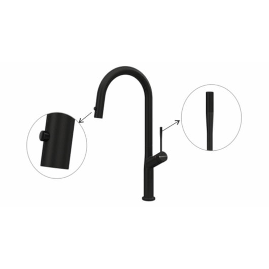 Misturador Monocomando De Mesa Para Cozinha Bica Alta 400 Black Matte Debacco - Imagem principal - cb70b7ba-3872-461c-af90-1295325900c5